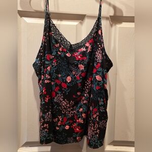 State Of Day Floral Print Lace Trim Camisole